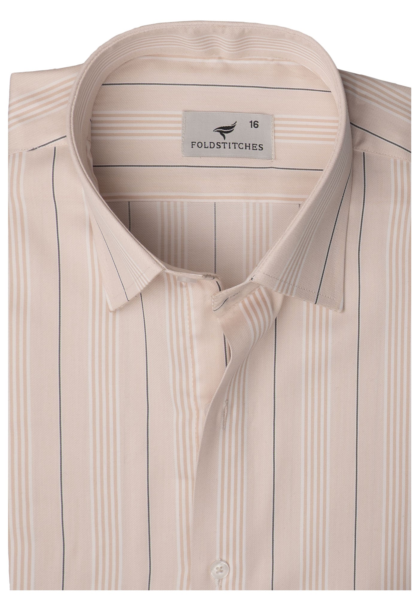 Beige Striped. Men's Formal Shirt. – Foldstiches