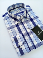 White, Blue & Light Blue Checkered, Men’s Formal Shirt