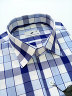 White, Blue & Light Blue Checkered, Men’s Formal Shirt