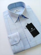 Light Blue & Dark Blue Checkered, Men’s Formal Shirt