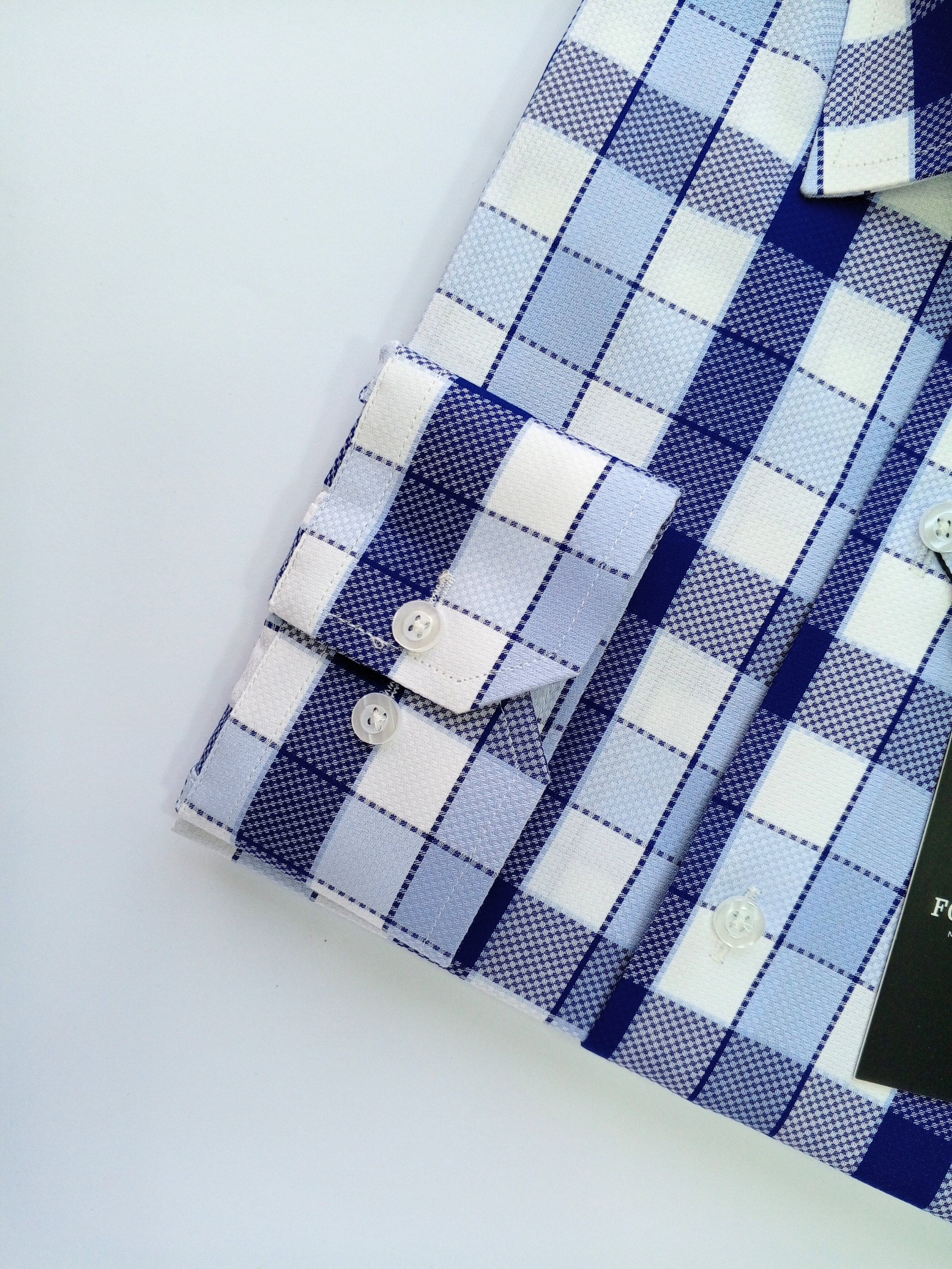 White, Blue & Light Blue Checkered, Men’s Formal Shirt