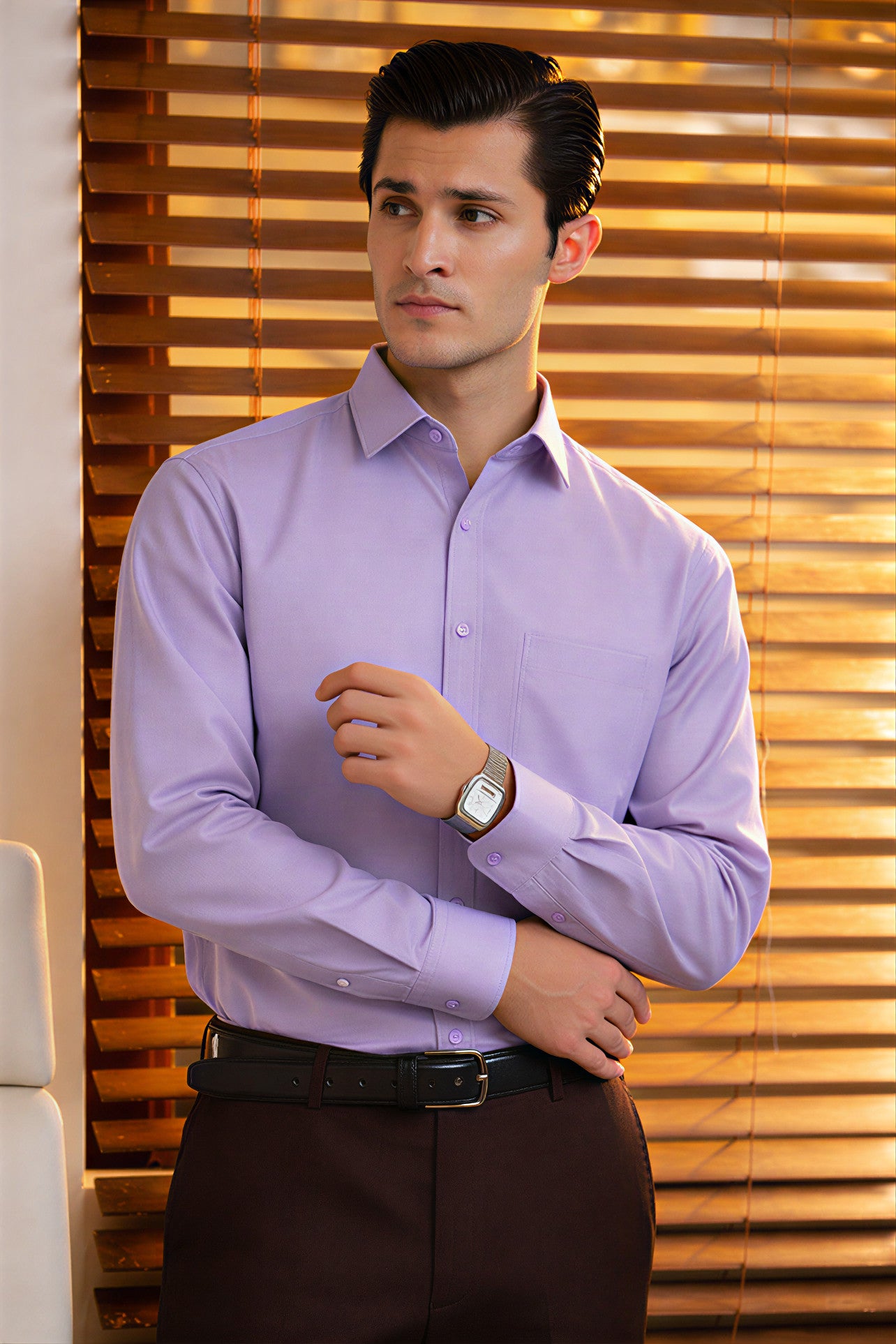 Light Lavender Chambray, Men's Formal Shirt