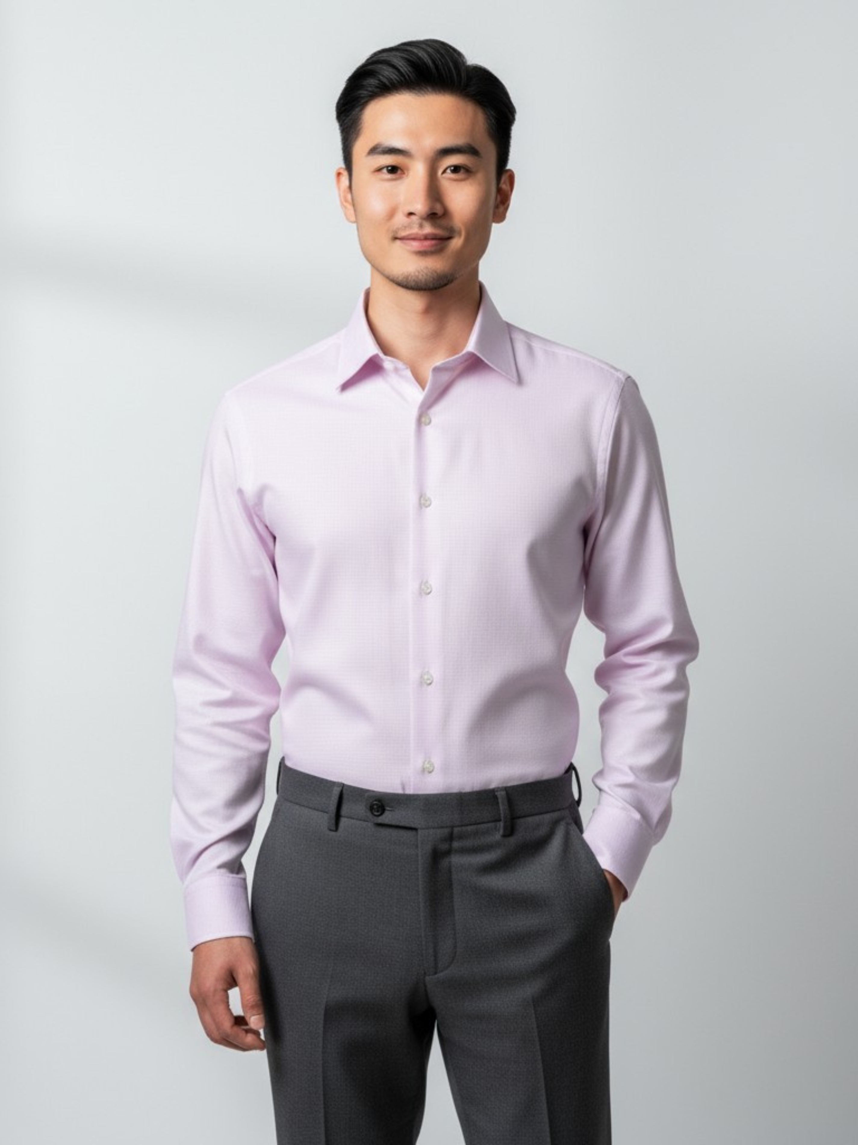 Light Pink Self Design, Men’s Formal Shirt