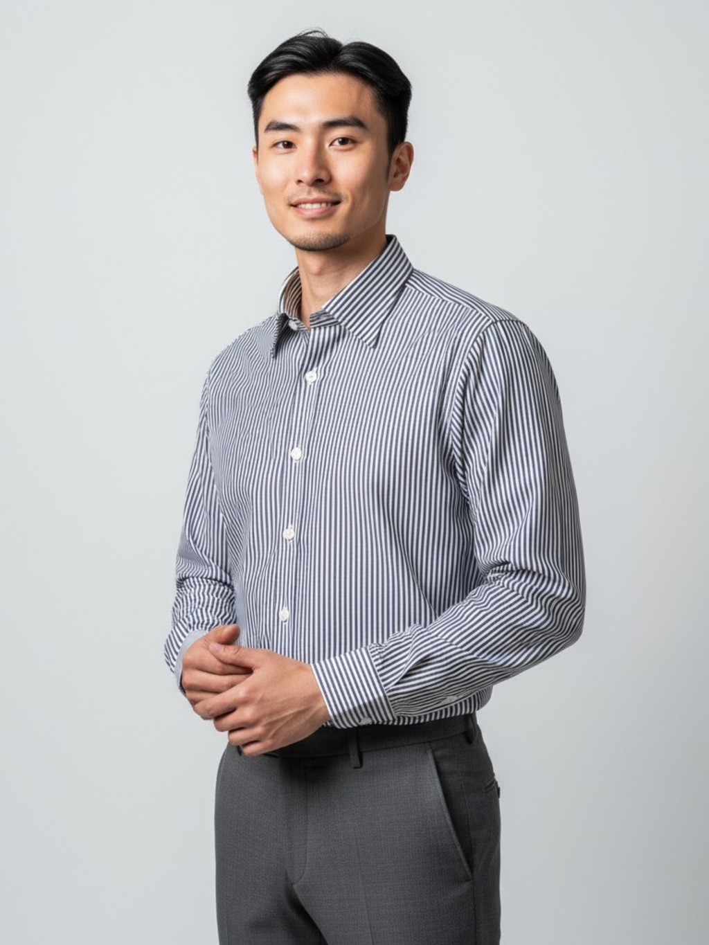 White & Dark Blue Striped, Men’s Formal Shirt