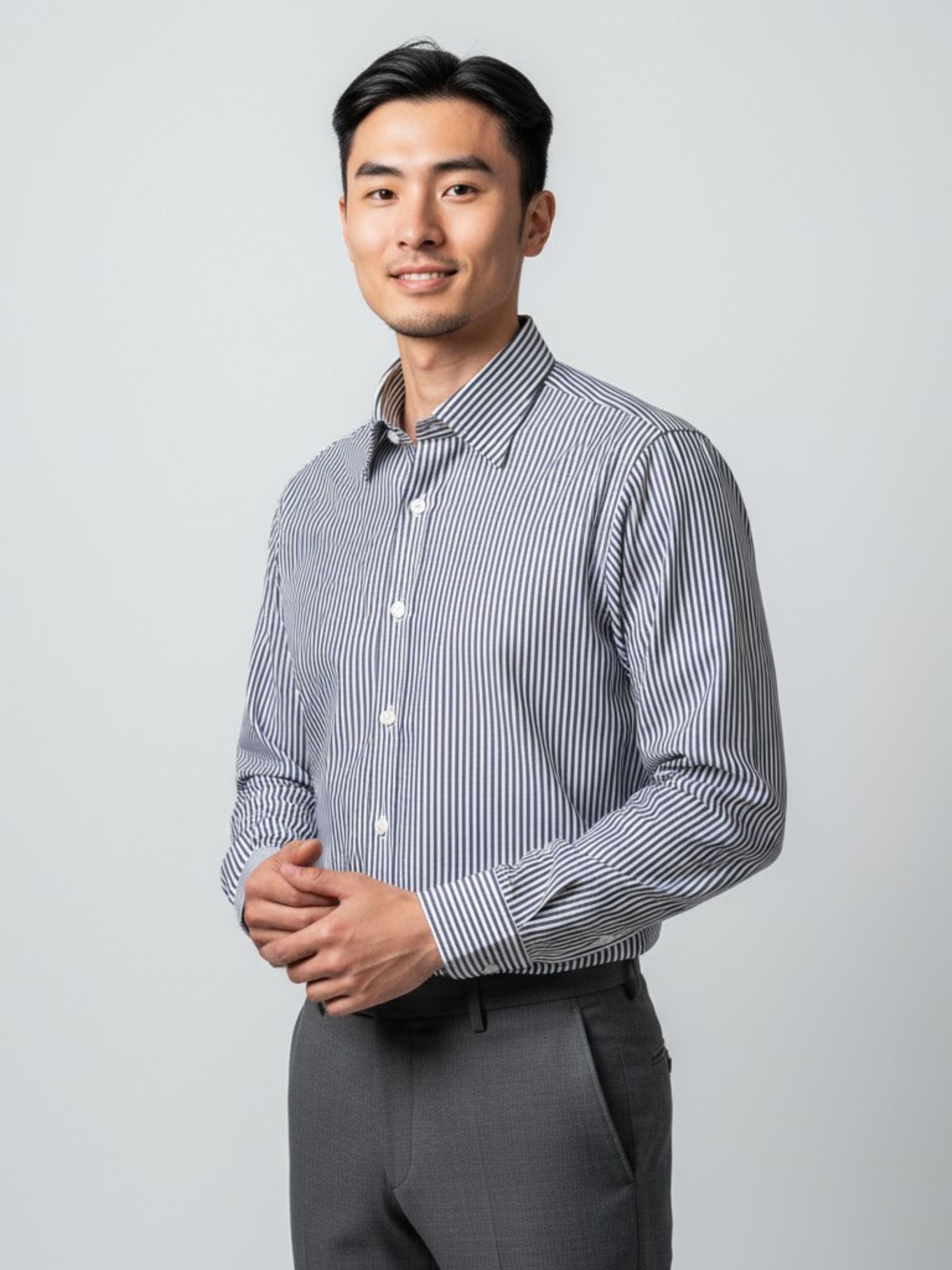 White & Dark Blue Striped, Men’s Formal Shirt