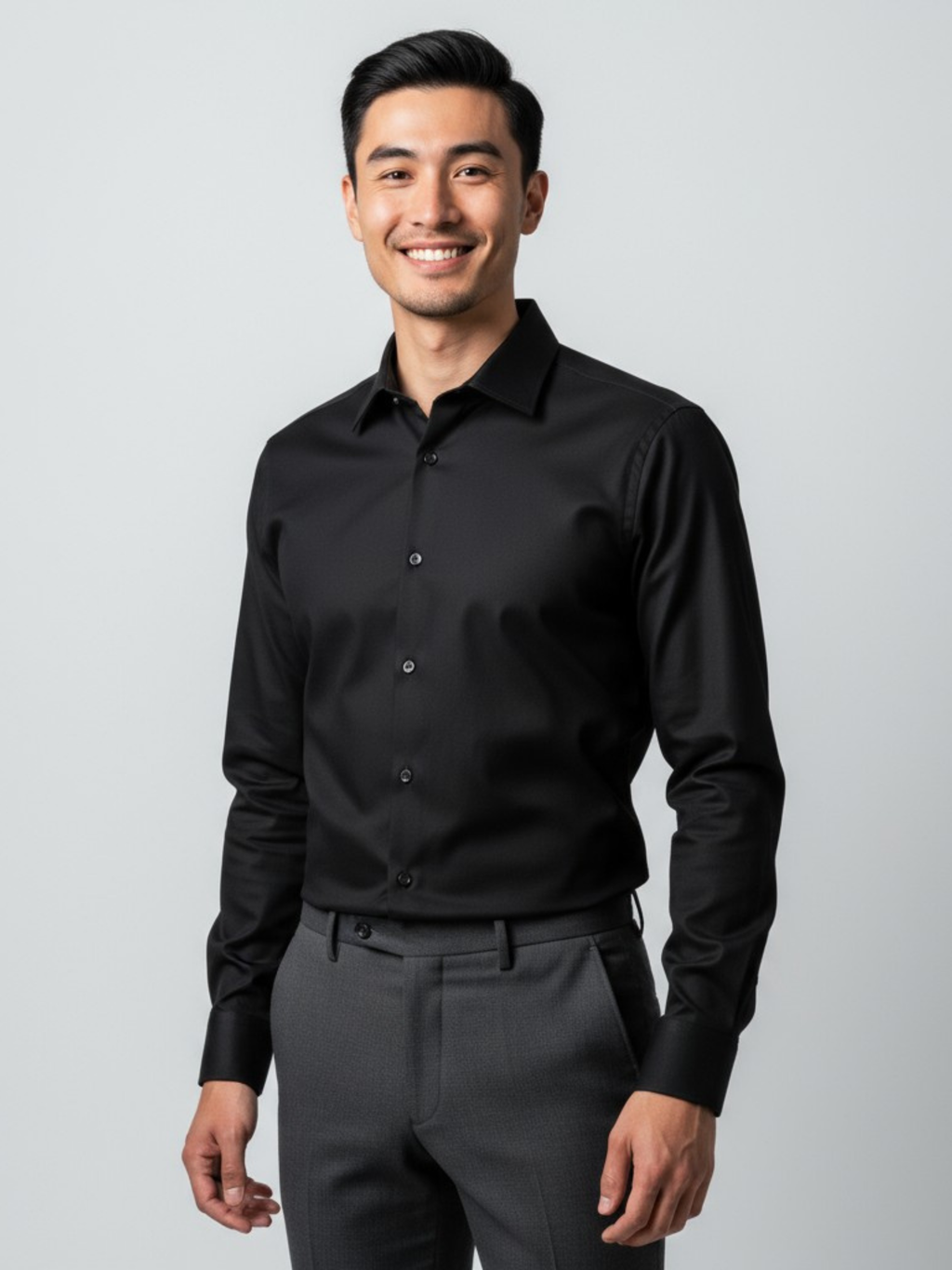 Jet Black Plain, Men’s Formal Shirt