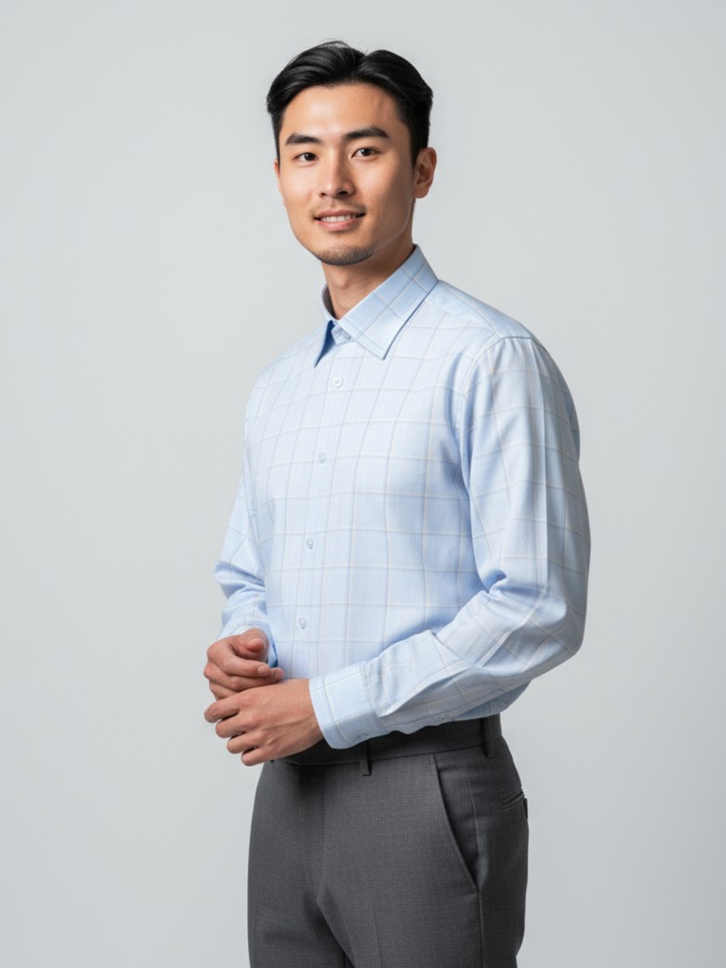 Light Blue & Dark Blue Checkered, Men’s Formal Shirt