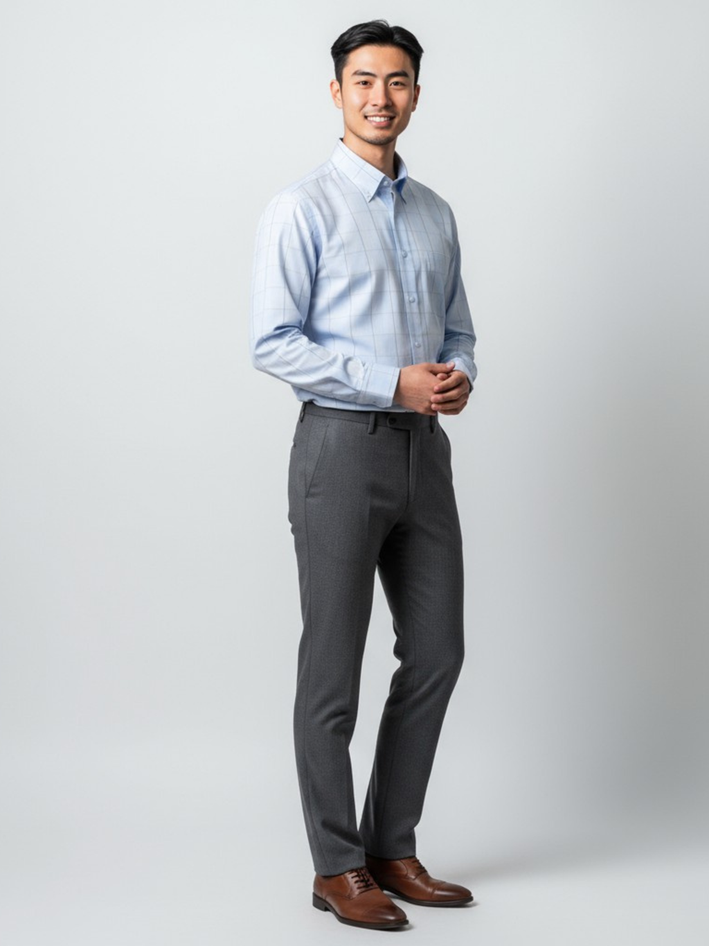 Light Blue & Dark Blue Checkered, Men’s Formal Shirt