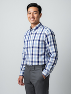 White, Blue & Light Blue Checkered, Men’s Formal Shirt