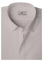 White Light Brown Self Check. Men's Formal Shirt.
