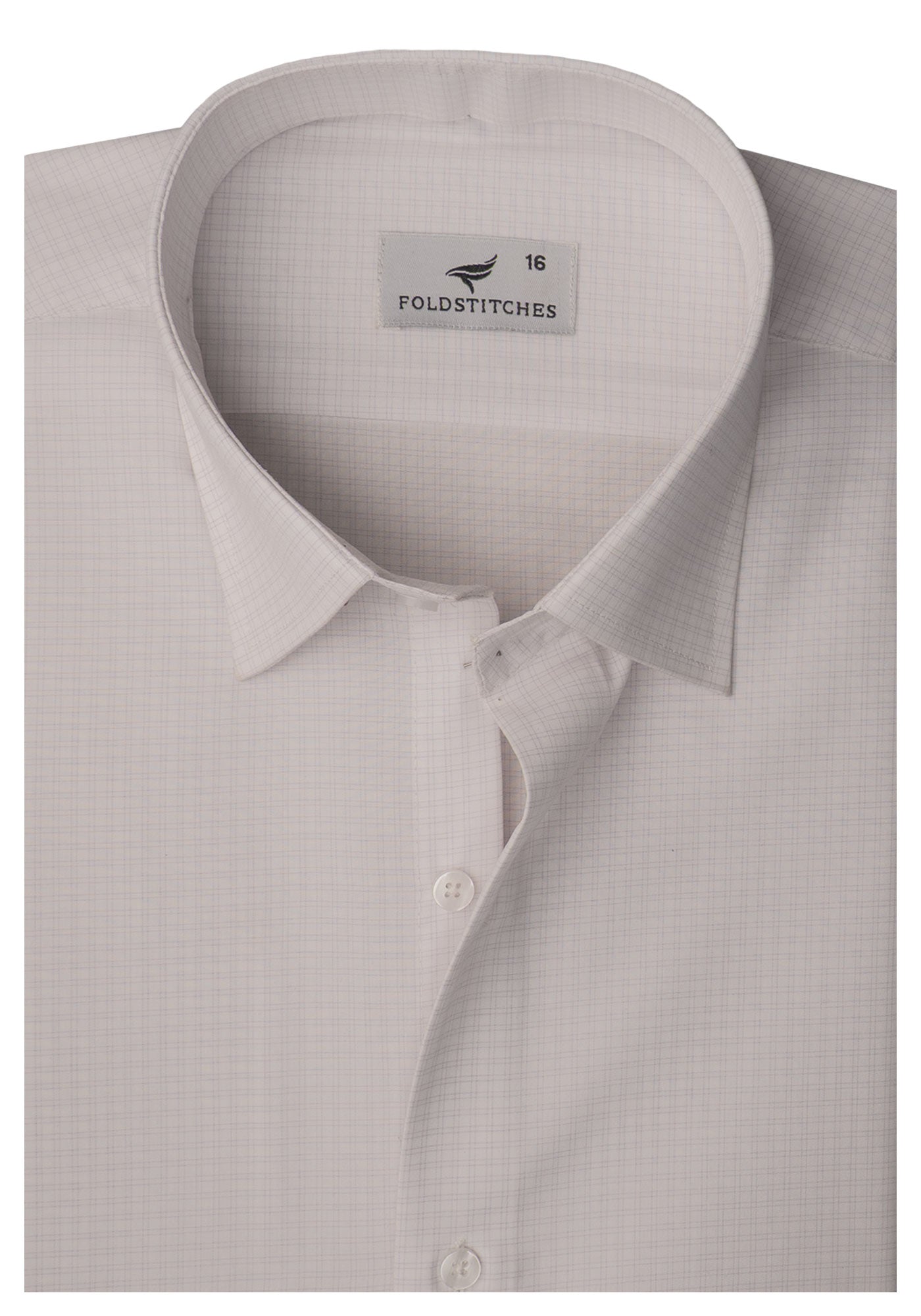 White Light Brown Self Check. Men's Formal Shirt.