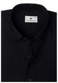 Black Self Textured Cotton. Men's Formal Shirt.