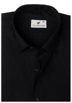 Black Self Textured Cotton. Men's Formal Shirt.
