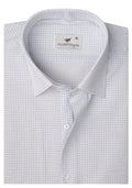 White Light Blue Check. Men's Formal Shirt.