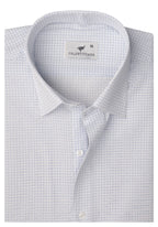 White Light Blue Check. Men's Formal Shirt.