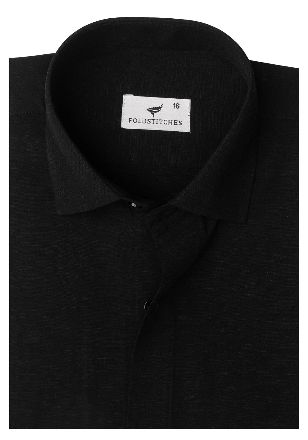 Black Self Textured Linen. Men's Formal Shirt.