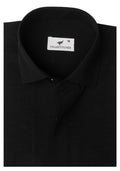 Black Self Textured Linen. Men's Formal Shirt.