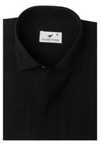 Black Self Textured Linen. Men's Formal Shirt.