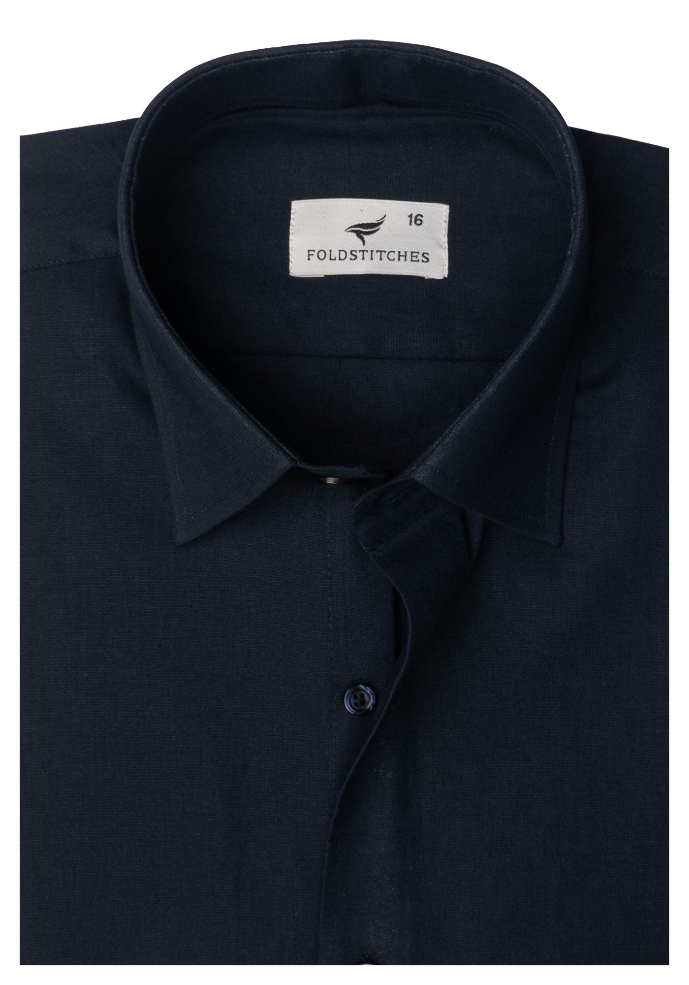 Dark Blue Linen. Men's Formal Shirt.