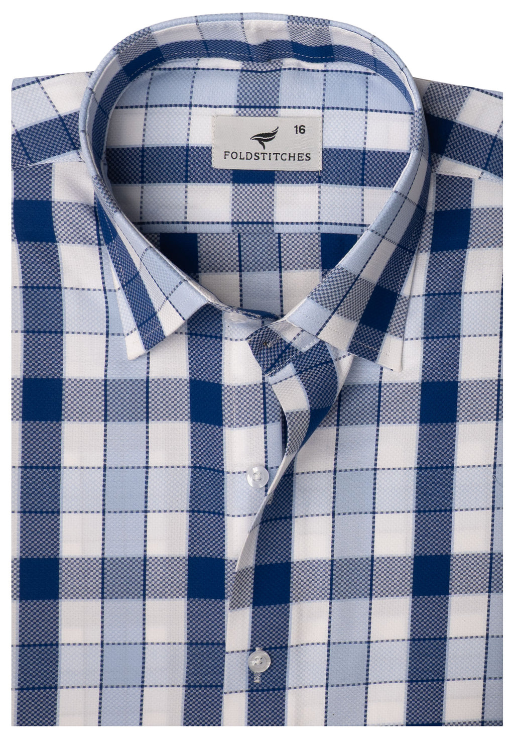 White, Blue & Light Blue Checkered, Men’s Formal Shirt
