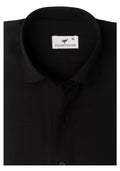 Black Linen Self Design. Men's Formal Shirt