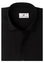 Black Linen Self Design. Men's Formal Shirt