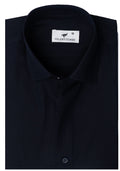 Navy Blue Linen. Men's Formal Shirt.