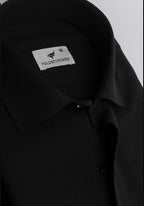 Black Self Textured Cotton. Men's Formal Shirt.