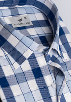 White, Blue & Light Blue Checkered, Men’s Formal Shirt