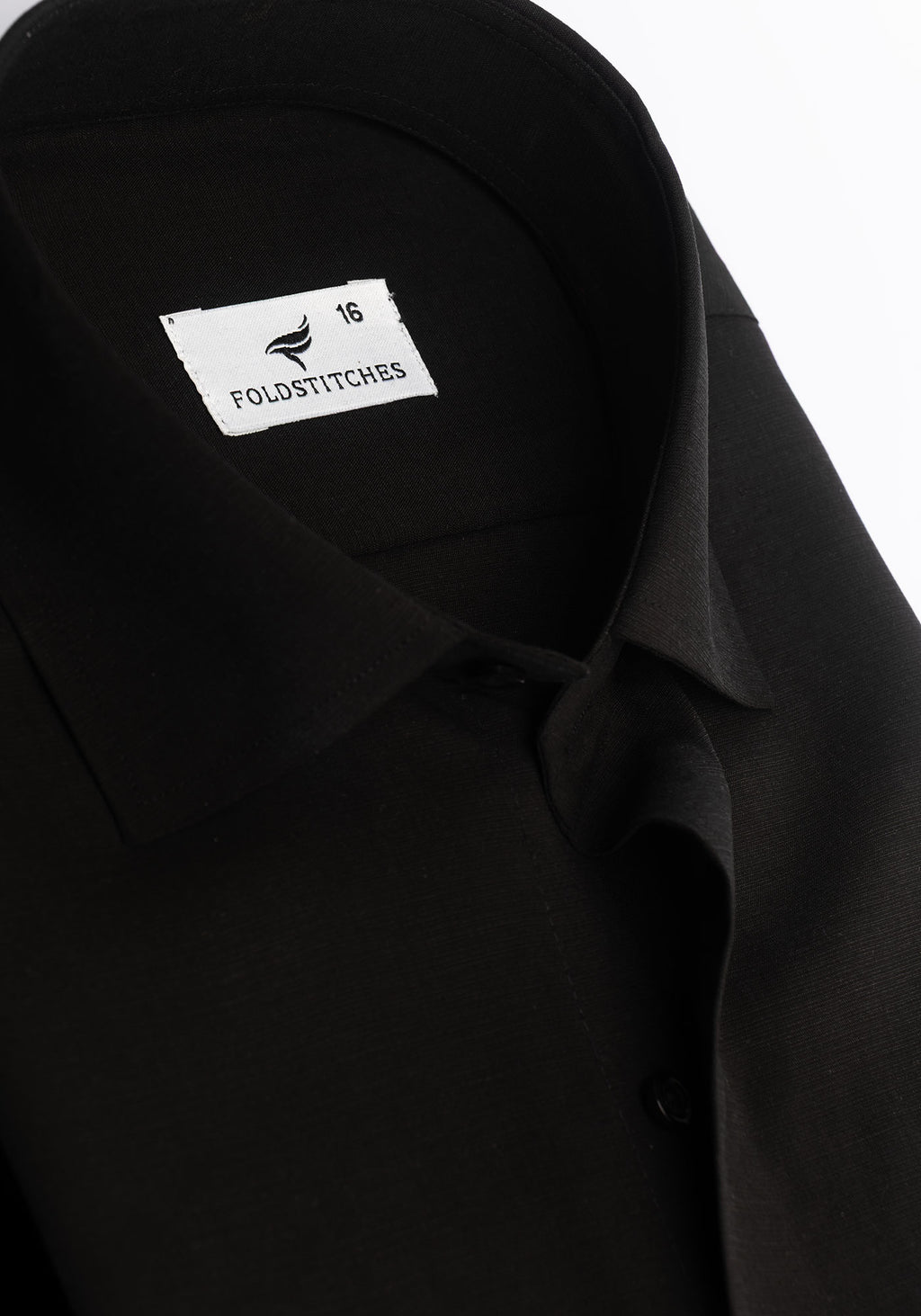 Black Linen Self Design. Men's Formal Shirt