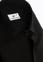 Black Linen Self Design. Men's Formal Shirt