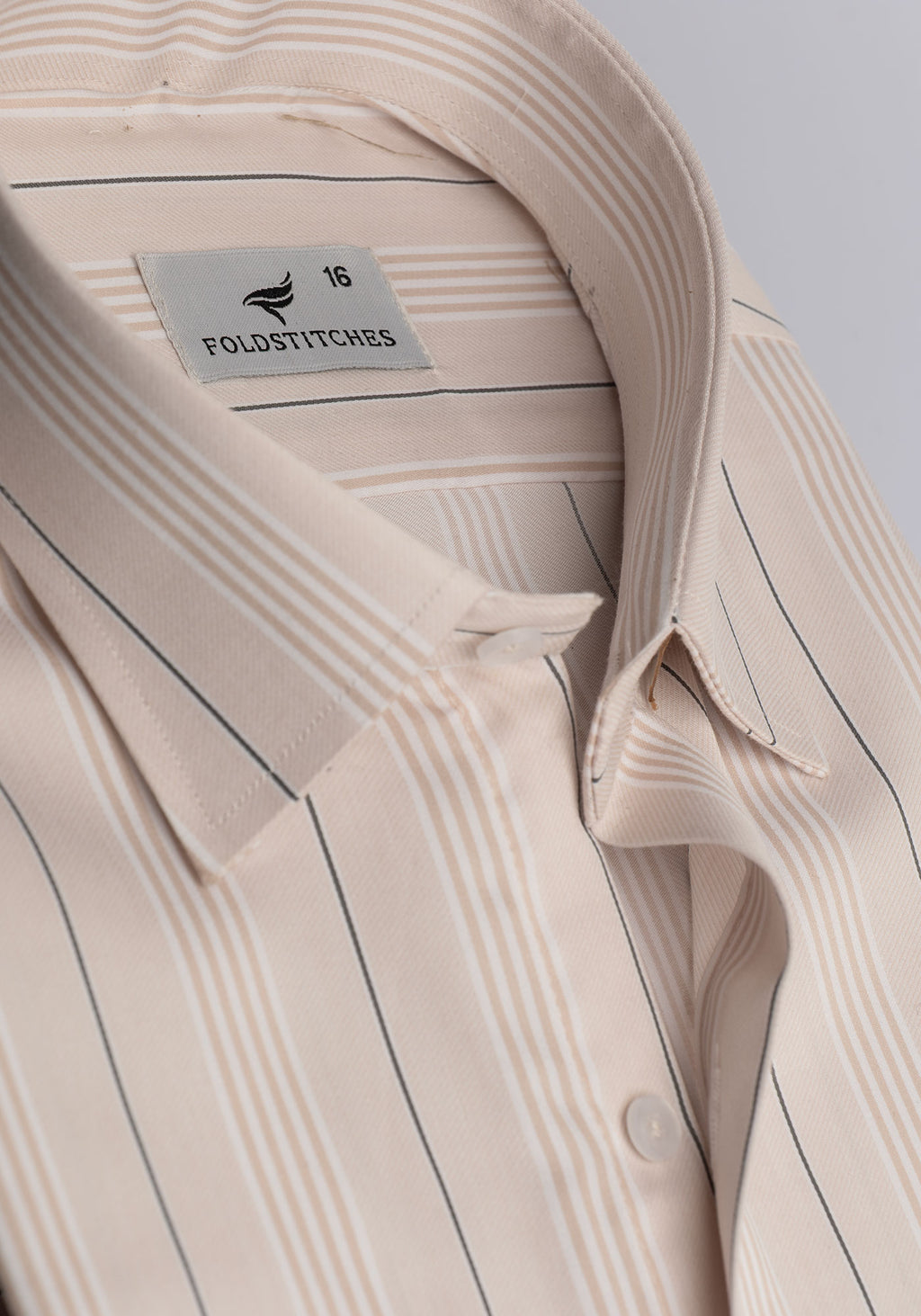Beige Striped. Men's Formal Shirt.