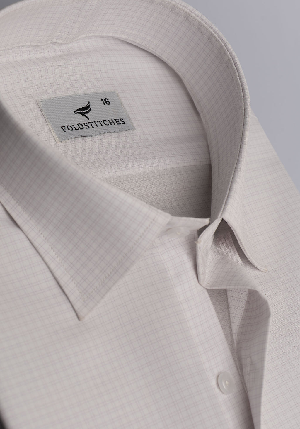 White Light Brown Self Check. Men's Formal Shirt.