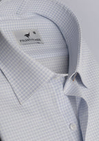 White Light Blue Check. Men's Formal Shirt.