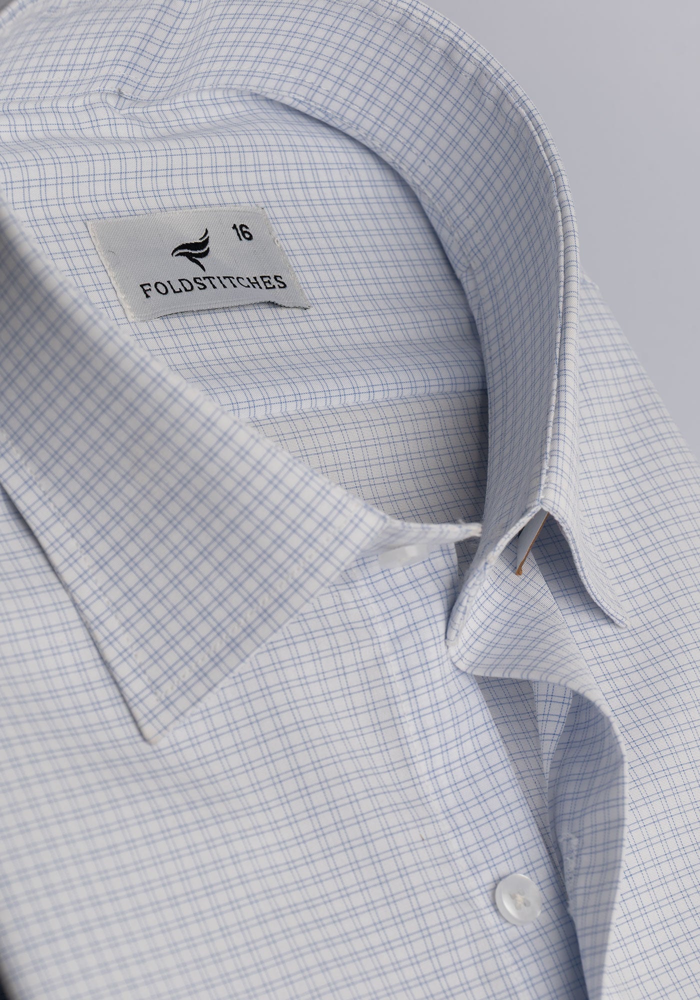 White Light Blue Check. Men's Formal Shirt.