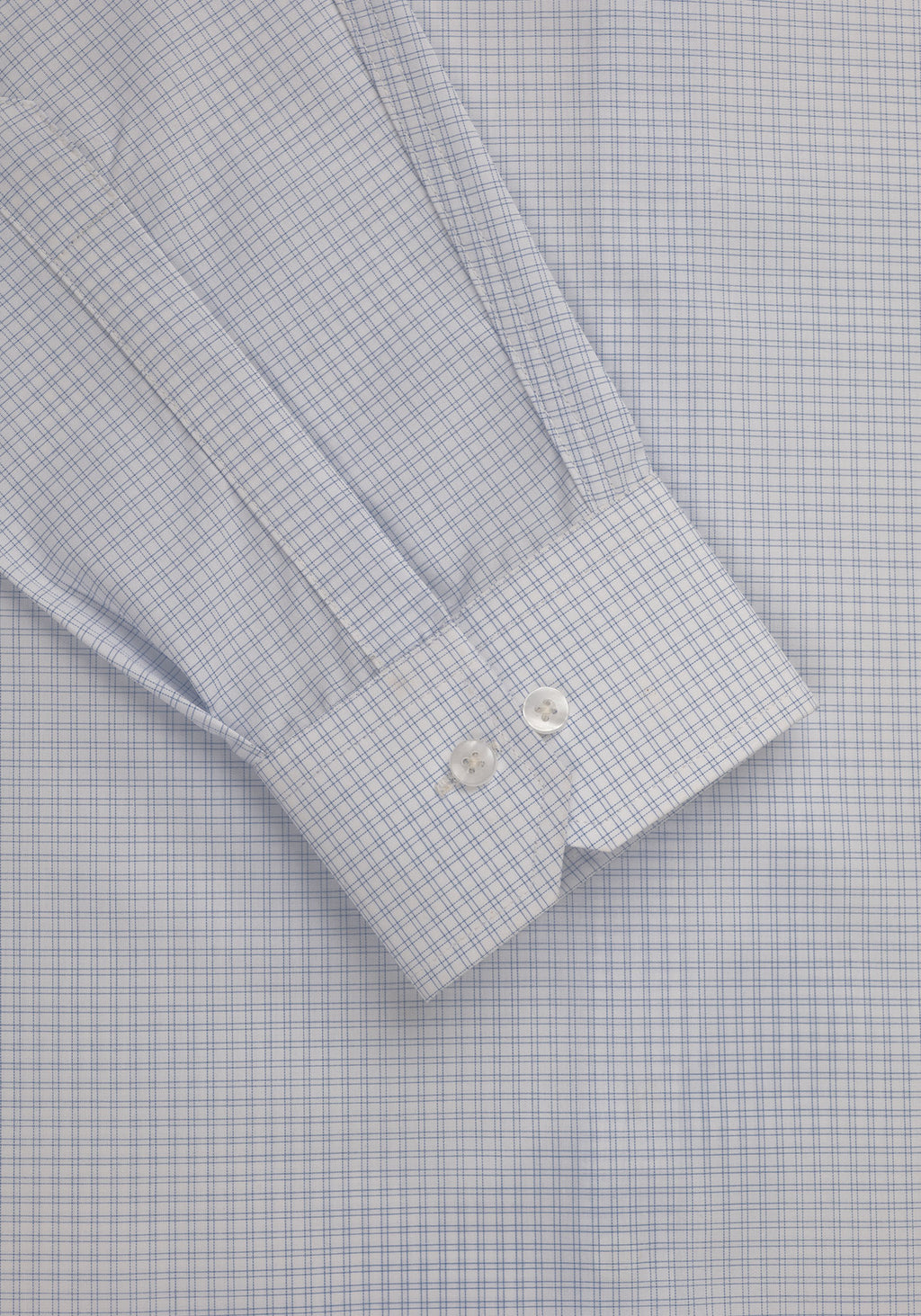 White Light Blue Check. Men's Formal Shirt.