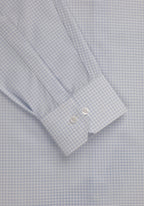 White Light Blue Check. Men's Formal Shirt.