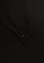 Black Self Textured Cotton. Men's Formal Shirt.