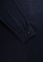 Navy Blue Linen. Men's Formal Shirt.