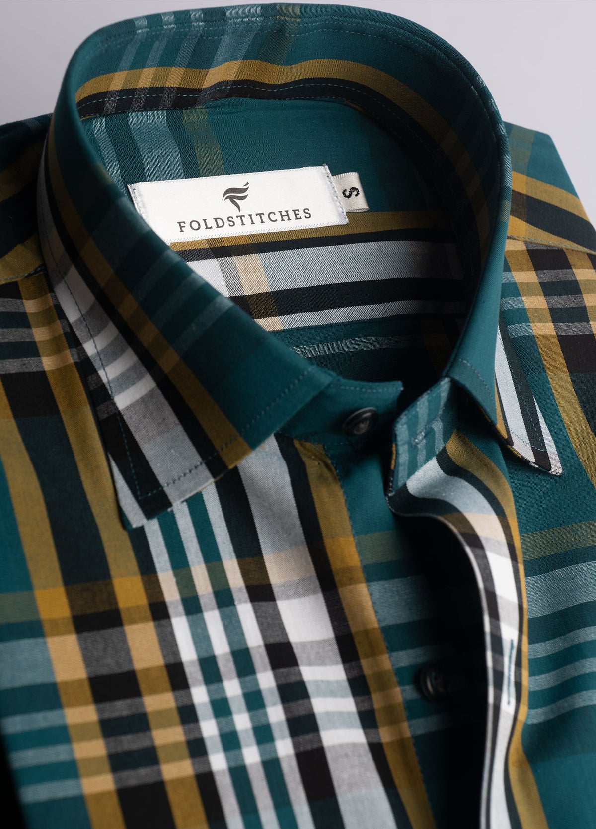 Teal, Mustard, Black, and White Plaid