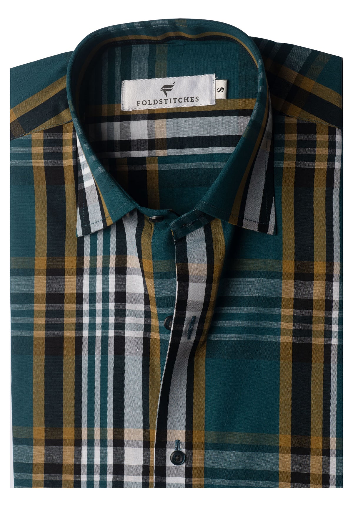 Teal, Mustard, Black, and White Plaid